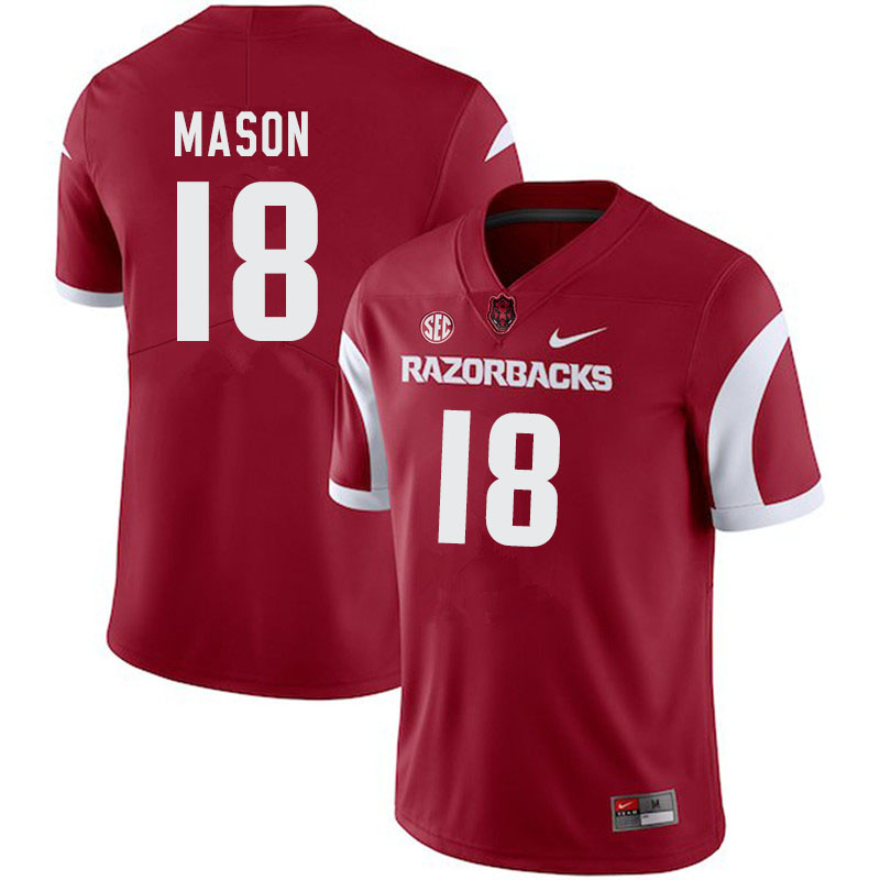 Men #18 Myles Mason Arkansas Razorbacks College Football Jerseys-Cardinal - Click Image to Close